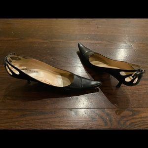 Jonah Tal Black Leather Pointy Toe Stilettos